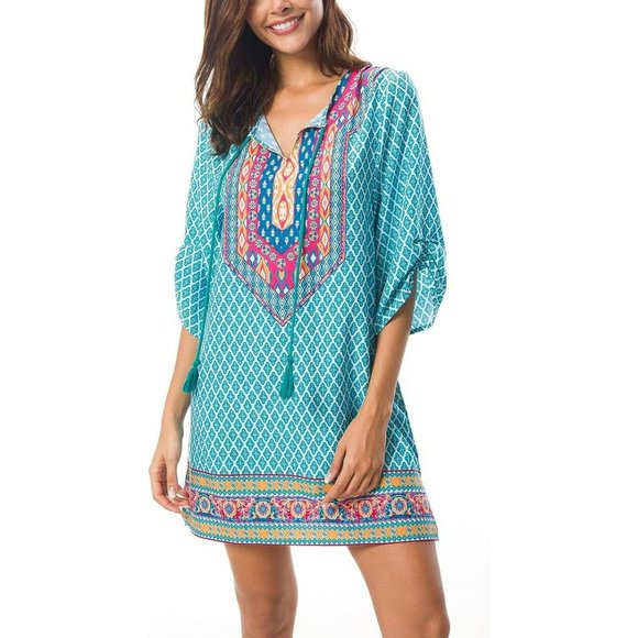 Urban Coco Ladies Vibrant Night Out Vacation Flowy Tunic Ladies Dress SZ Small - Picture 2 of 9